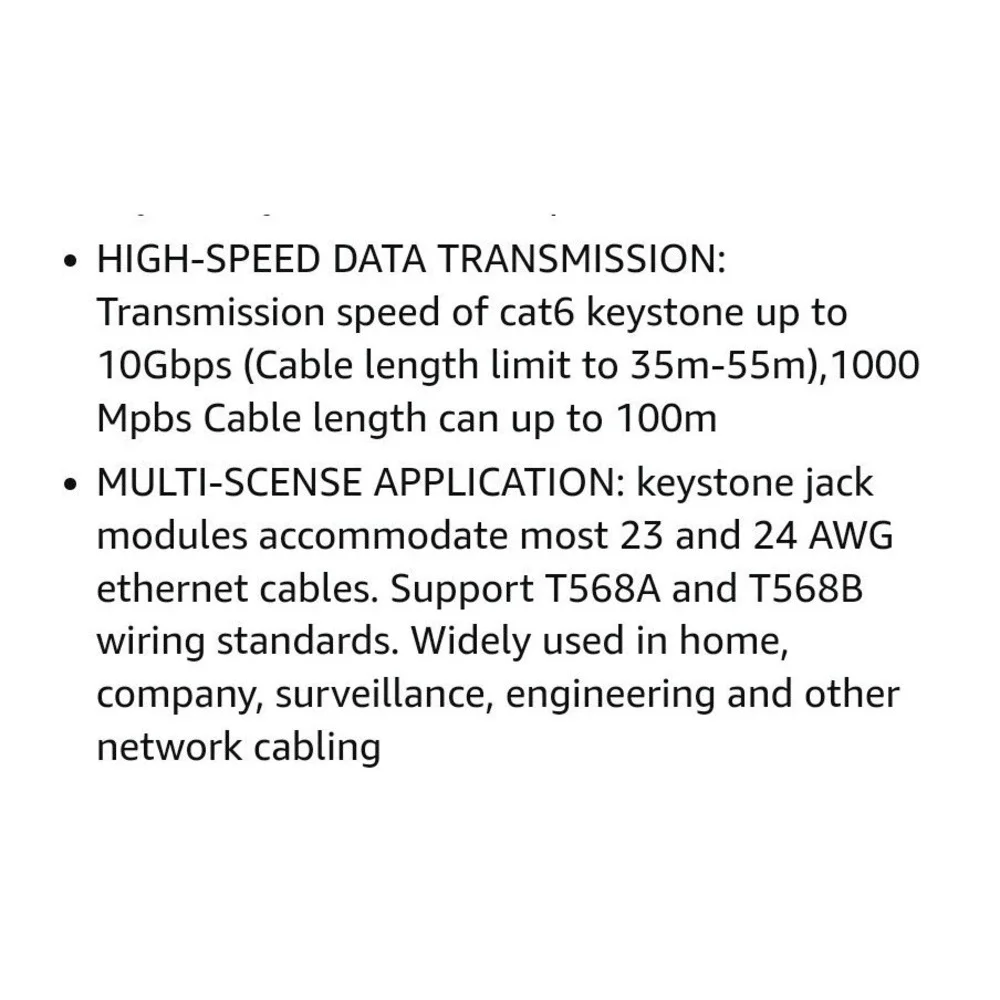 iwillink 10Gbps Cat6 Keystone‎ Jacks Pack of 50 - See Pics For Specs
